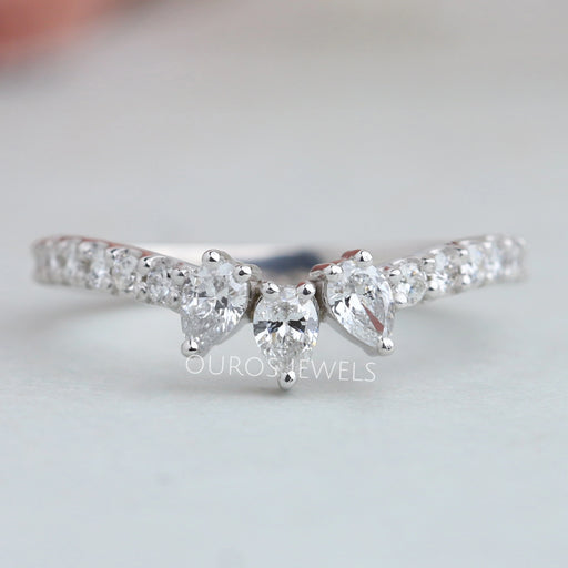 Pear Cut Curved Wedding Band Rings