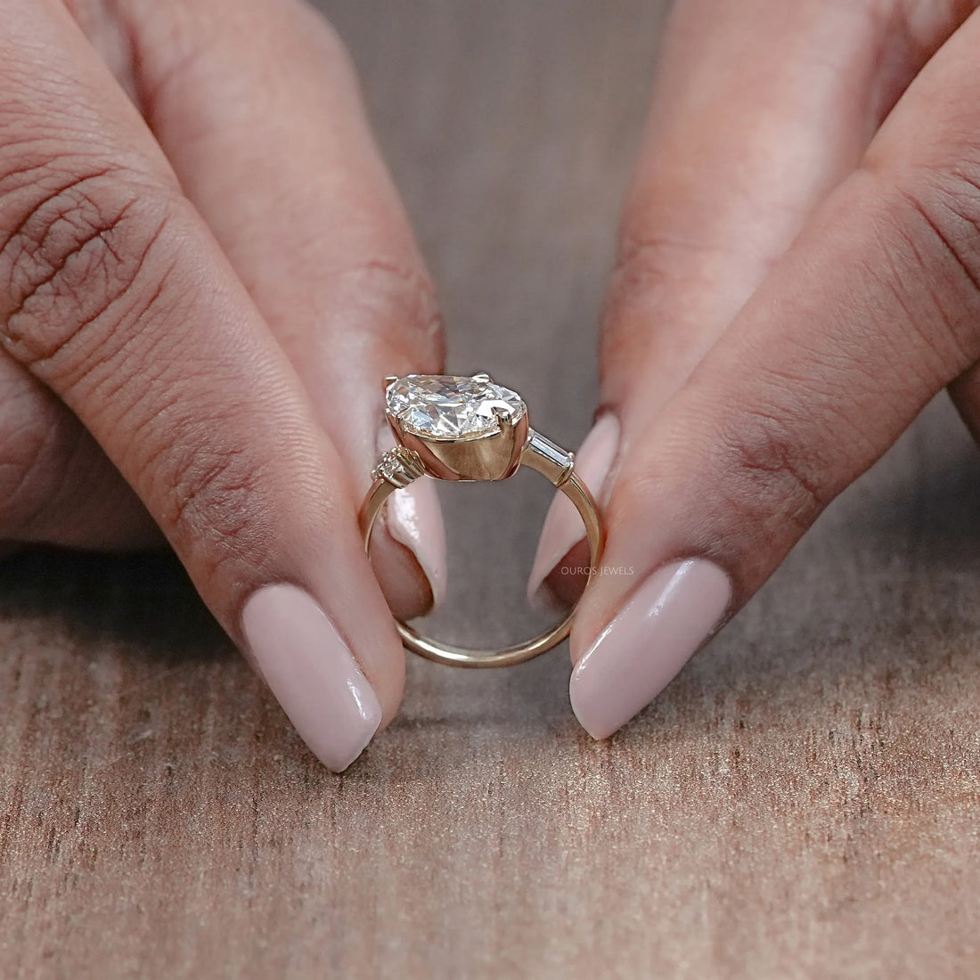 Yellow Gold Pear Cut Lab Diamond Engagement Ring