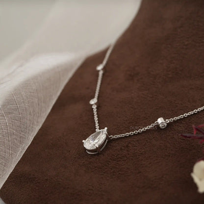 Chain Diamond Pear Pendant Necklaces