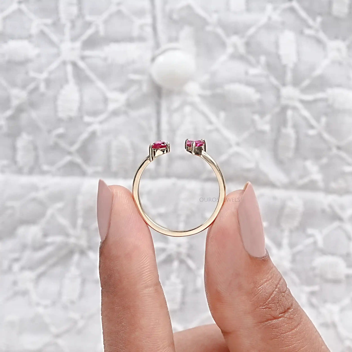 Pear Ruby Gemstone Dainty Ring Ring