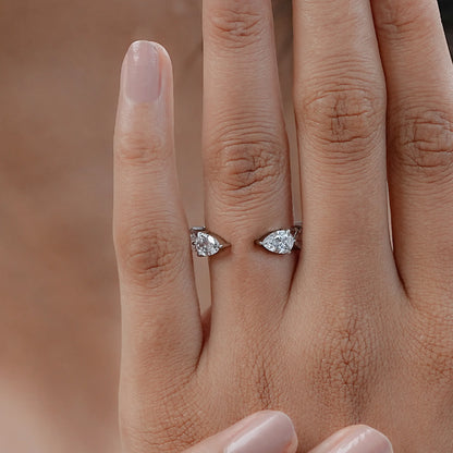 Pear Lab Diamond Open Cuff Wedding Band Rings
