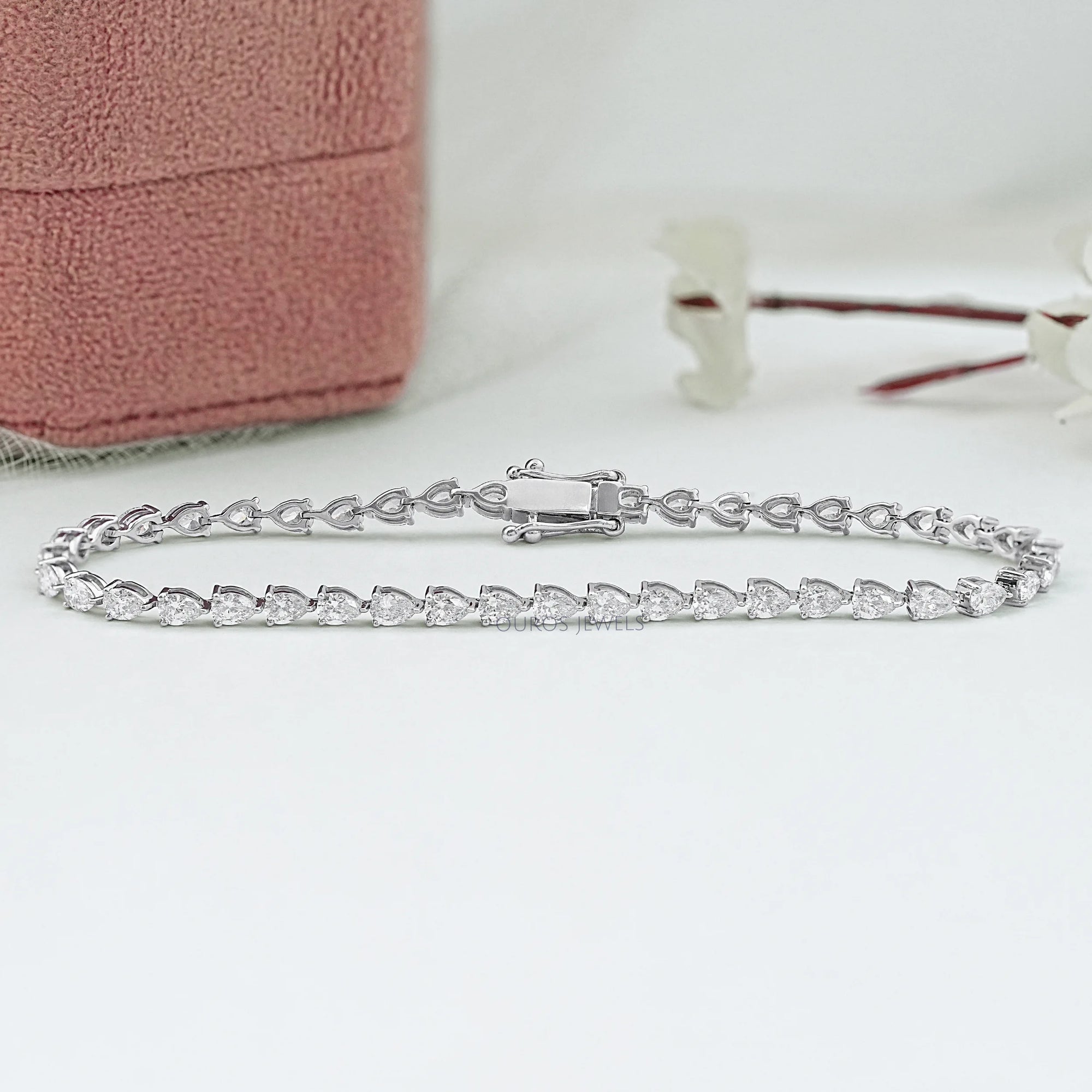 Pear Diamond Tennis Bracelet - East West Set Prong Set Bracelet
