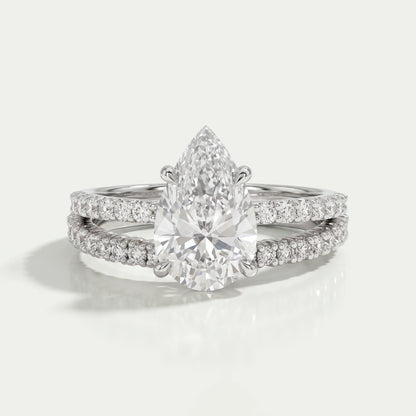 Pear Cut Solitaire Accent Bridal Ring Set