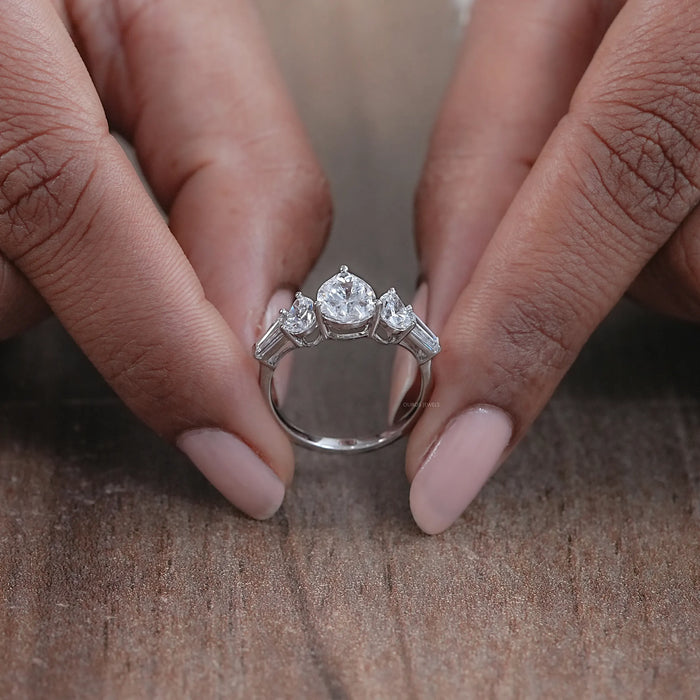 Pear Lab Diamond Five Stone Engagement Ring