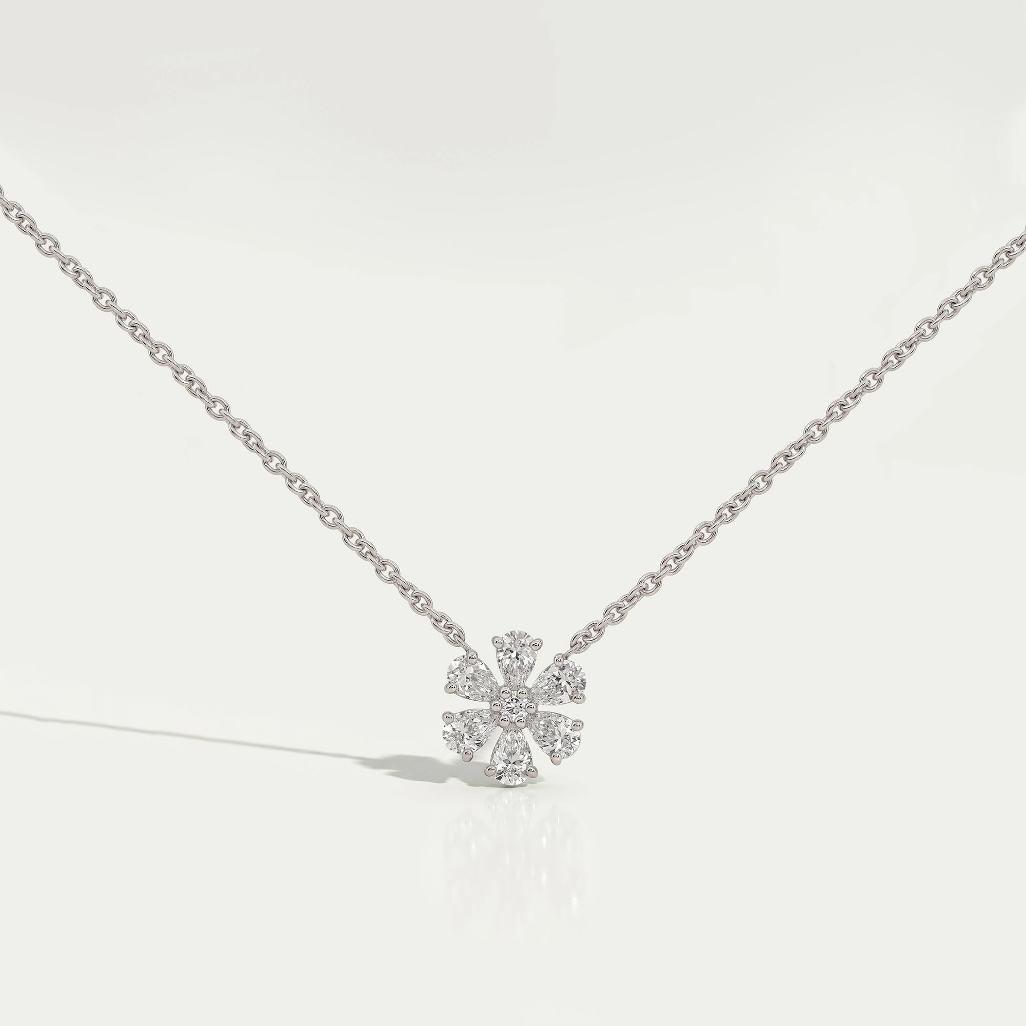 Pear Cut Lab Diamond Flower Pendant