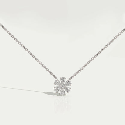 Pear Cut Lab Diamond Flower Pendant