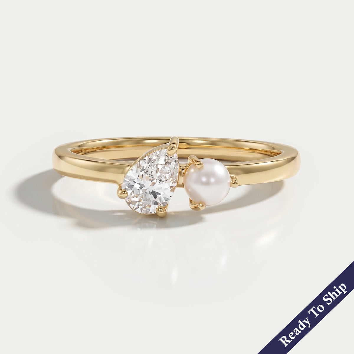 Pear And Pearl Gemstone Toi Moi Engagement Ring Ring