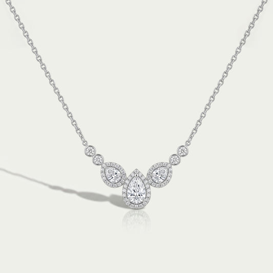 Pear Cut Halo Teardrop Chain Necklace Necklaces