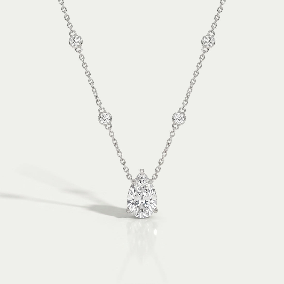 Chain Diamond Pear Pendant Necklaces