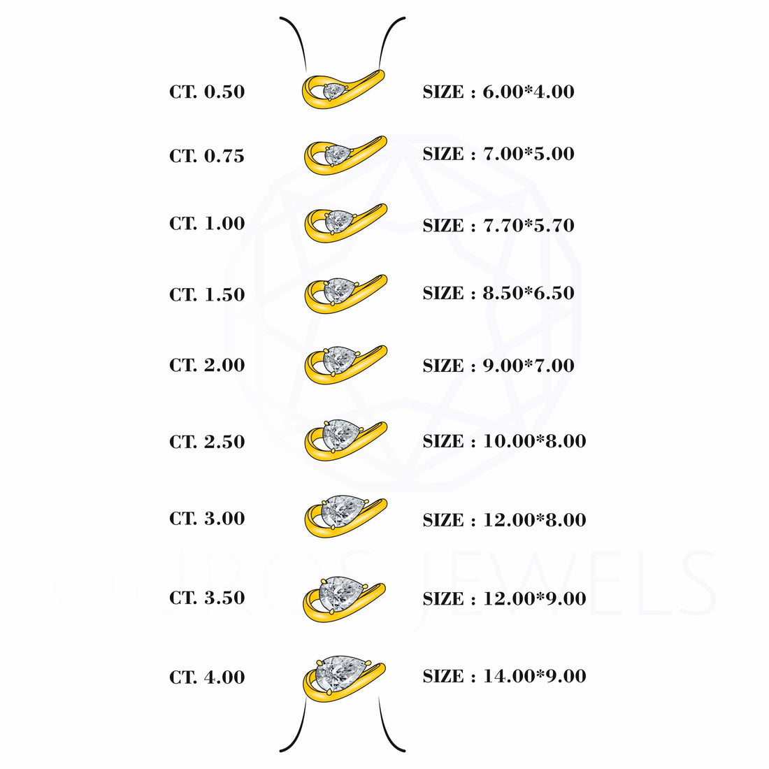 Pear Diamond Curved Solitaire Engagement Ring Ring