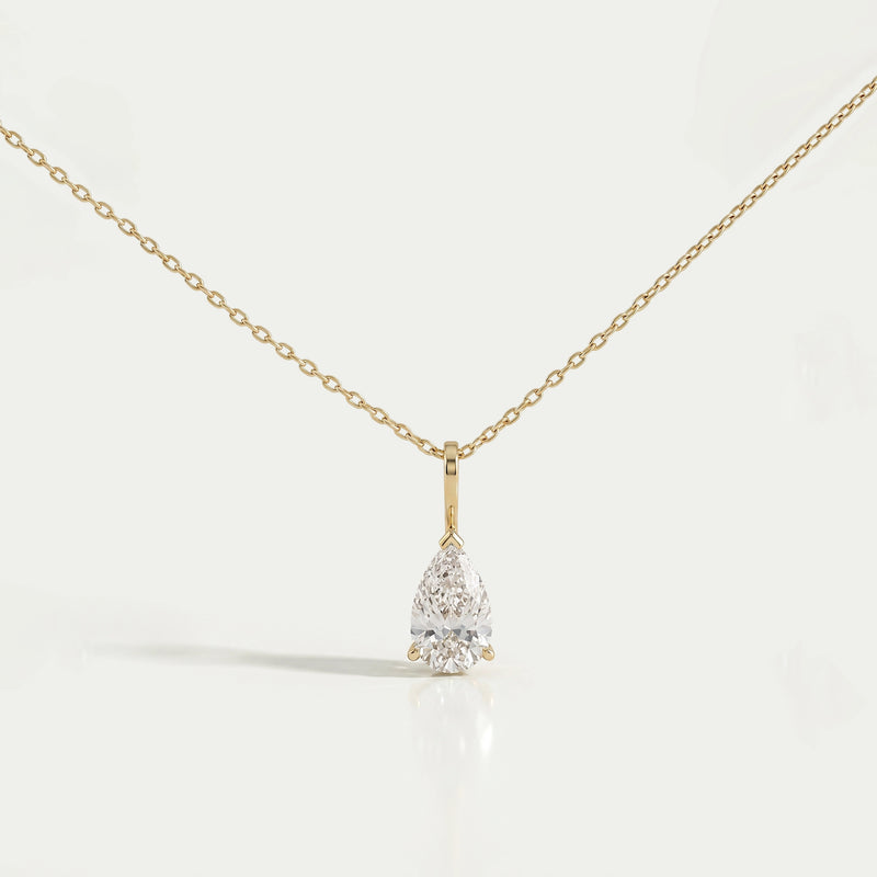 Ouros Jewels Lab Diamond Pear Cut Solitaire Pendant