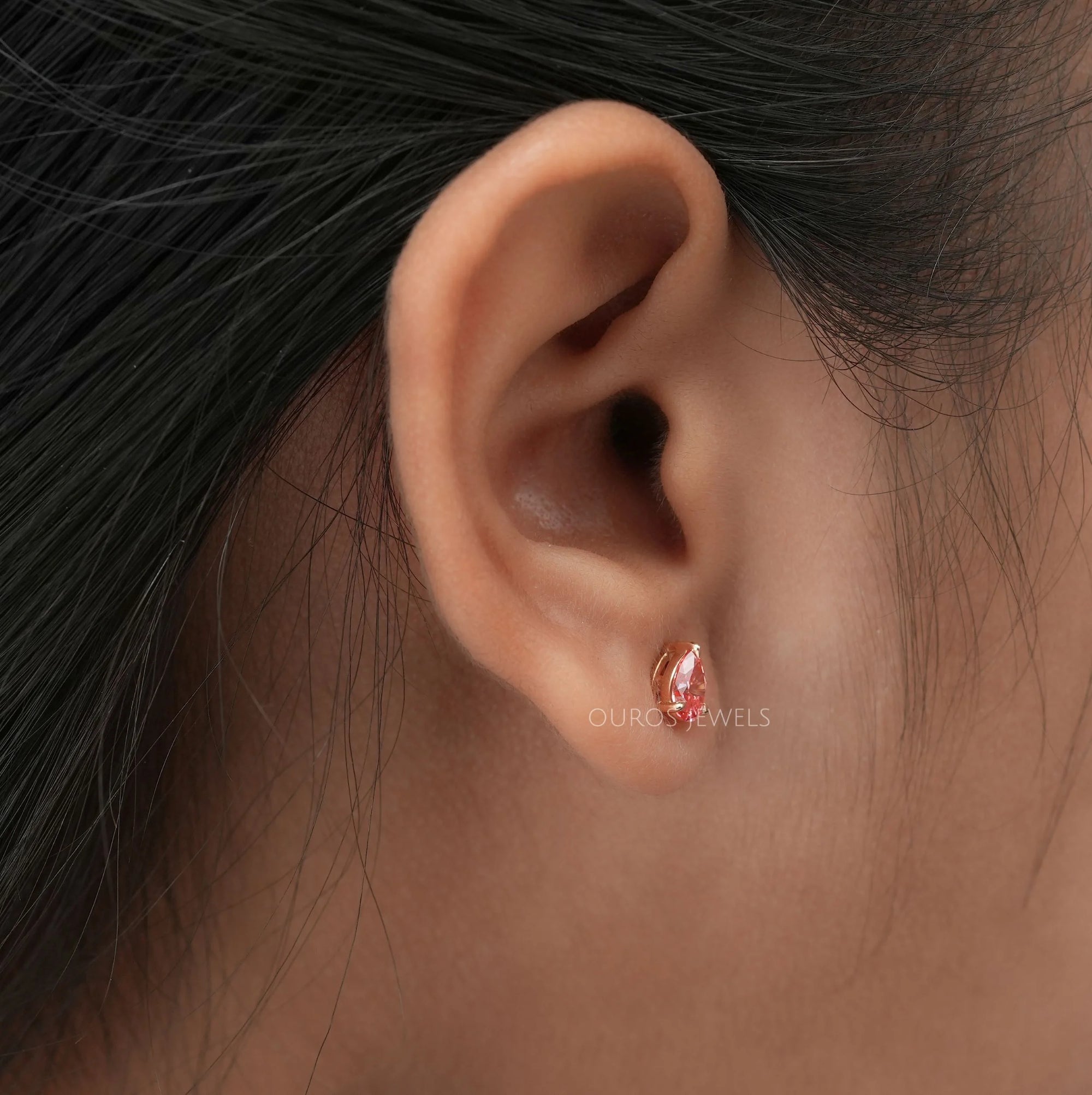 Pink Pear Cut Lab Diamond Solitaire Stud Earrings Earring
