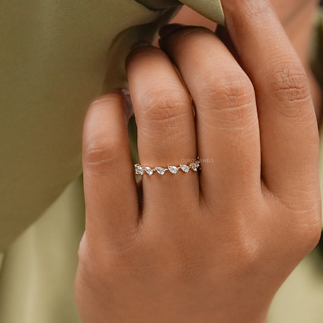 Pear Lab Diamond Eternity Wedding Band Rings