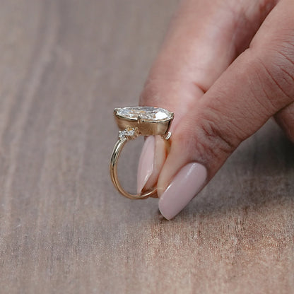 Yellow Gold Pear Cut Lab Diamond Engagement Ring