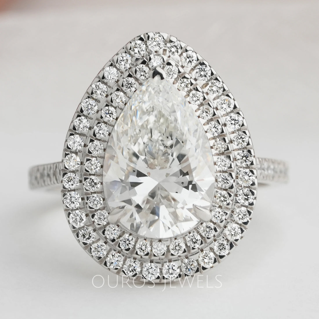 Pear Diamond Double Halo Engagement Ring