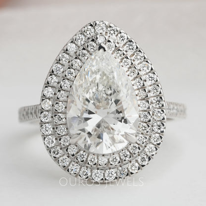 Pear Diamond Double Halo Engagement Ring