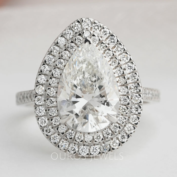 Pear Diamond Double Halo Engagement Ring