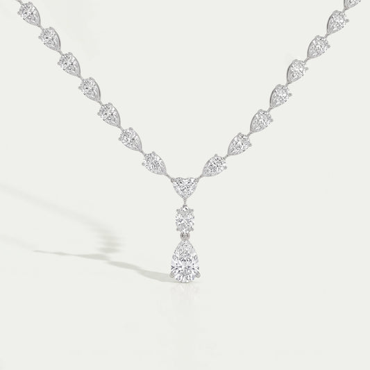 Pear And Heart Lab Diamond Lariat Drop Necklace
