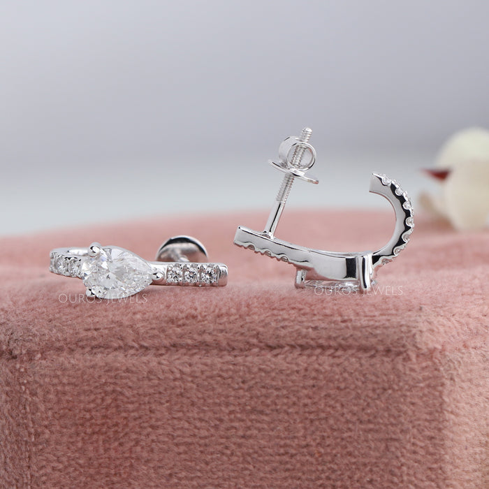 Pear Lab Grown Diamond C Hoop Earring Earrings
