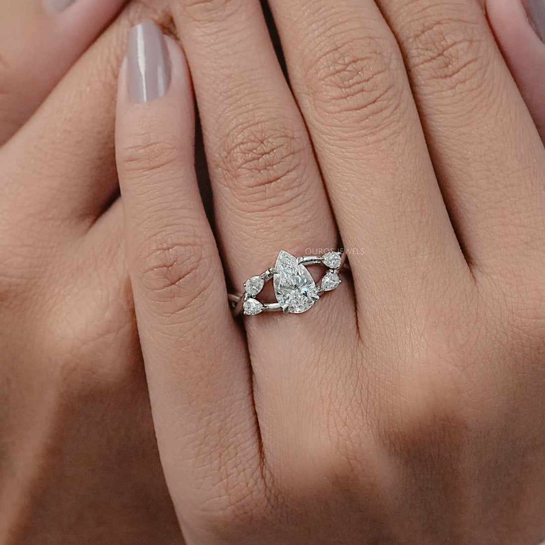 Infinity Pear Lab Diamond Engagement Ring Ring