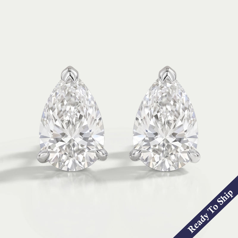 Ouros Jewels Pear Lab Diamond Stud Earrings