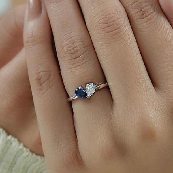 Sapphire Pear Gemstone Toi Moi Engagement Ring