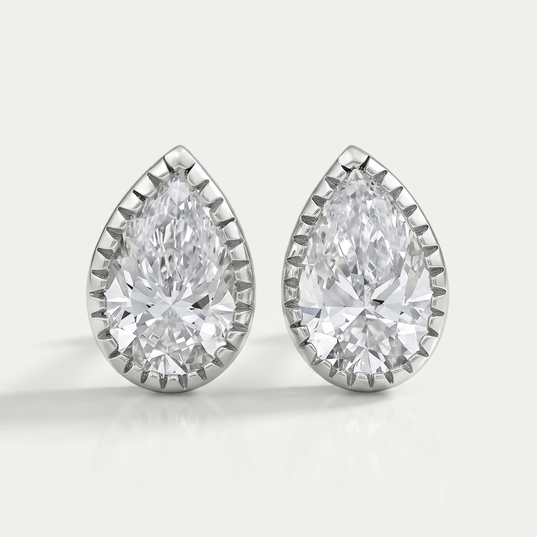 Lab Grown Pear Cut Diamond Milgrain Set Earrings Earrings