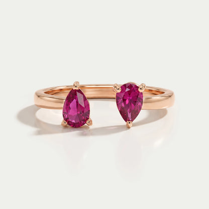 Pear Ruby Gemstone Dainty Ring Ring