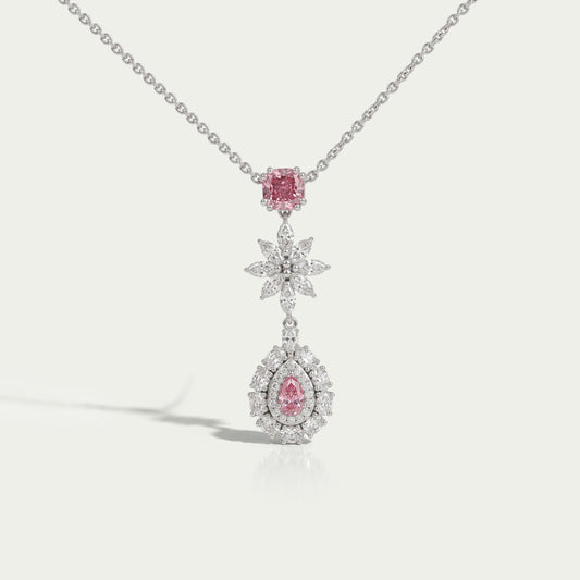 Pear Shape Double Halo Diamond Drop Pendant Necklace Necklaces
