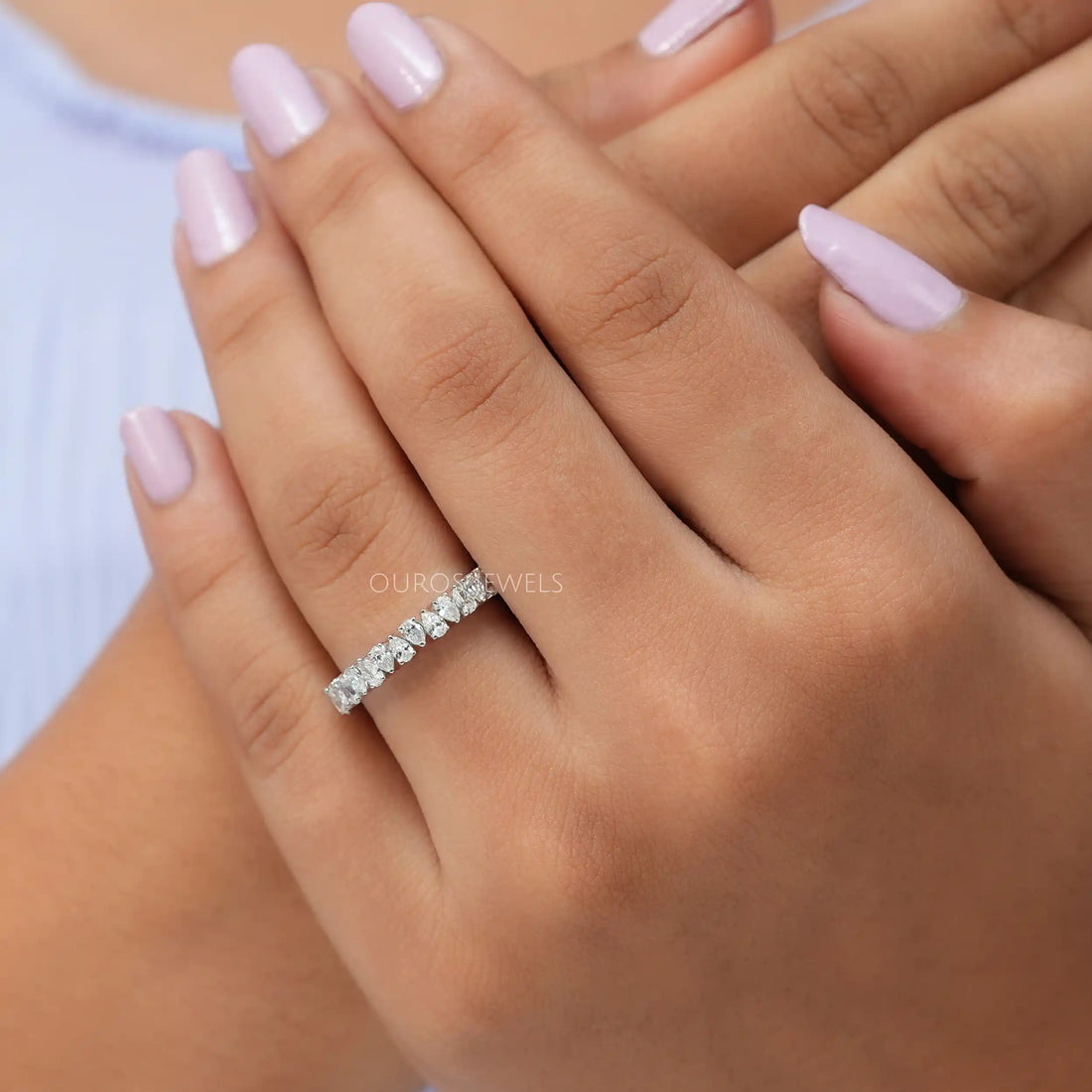 Pear Cut Full Eternity Wedding Band