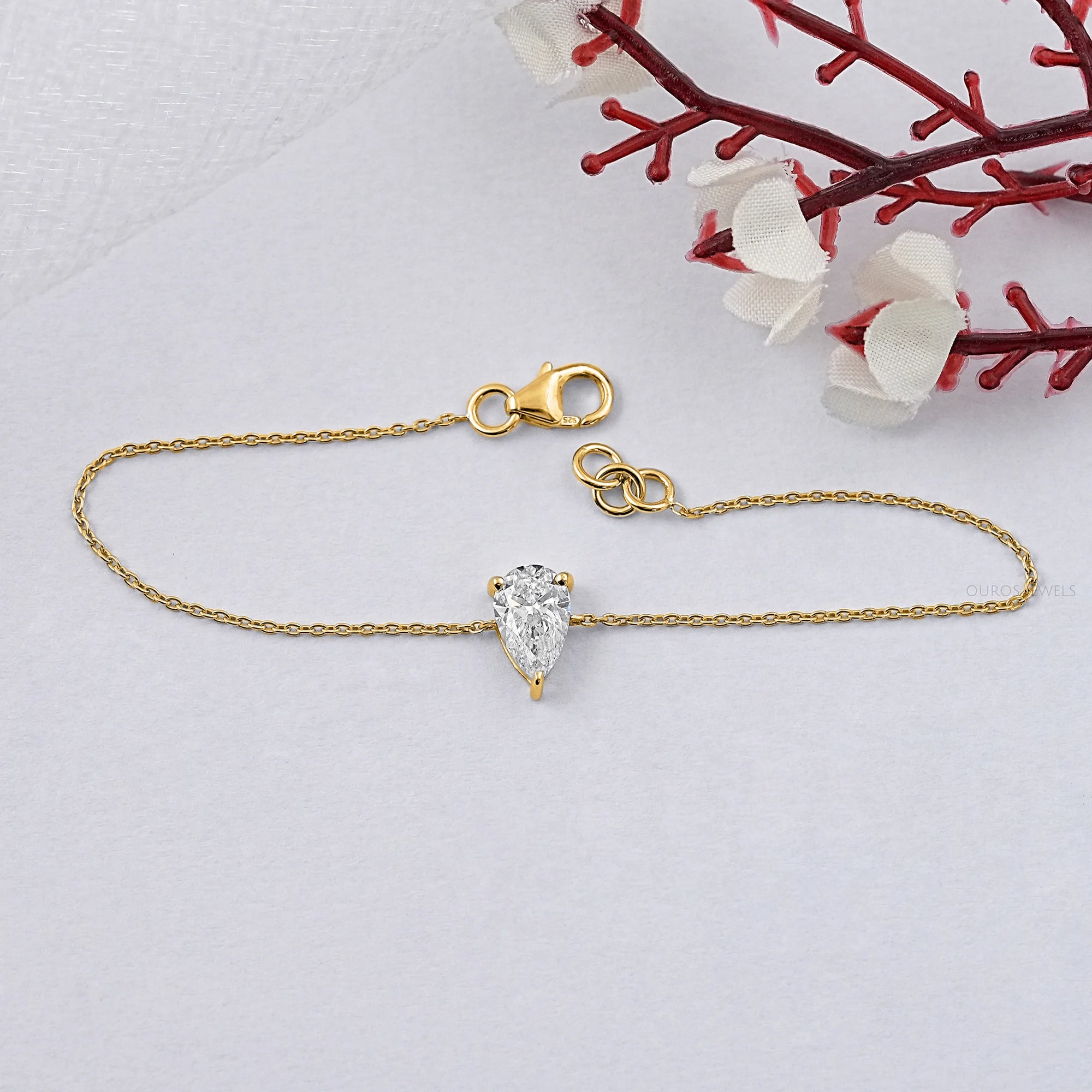 Brilliant Cut Lab Diamond Solitaire Bracelet Pear Bracelet