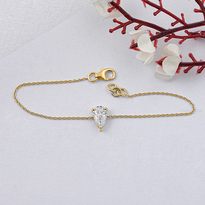 Brilliant Cut Lab Diamond Solitaire Bracelet Pear Bracelet