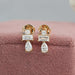 [Baguette, Pear and Round Diamond Earrings]-[Ouros Jewels]