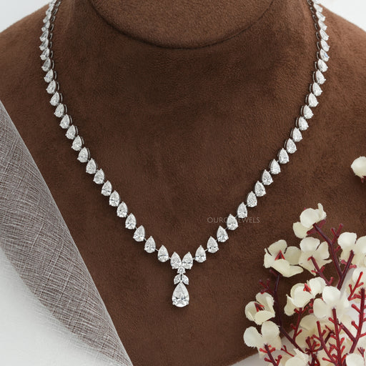 [Pear Cut Lab Grown Diamond Necklace]-[Ouros Jewels]