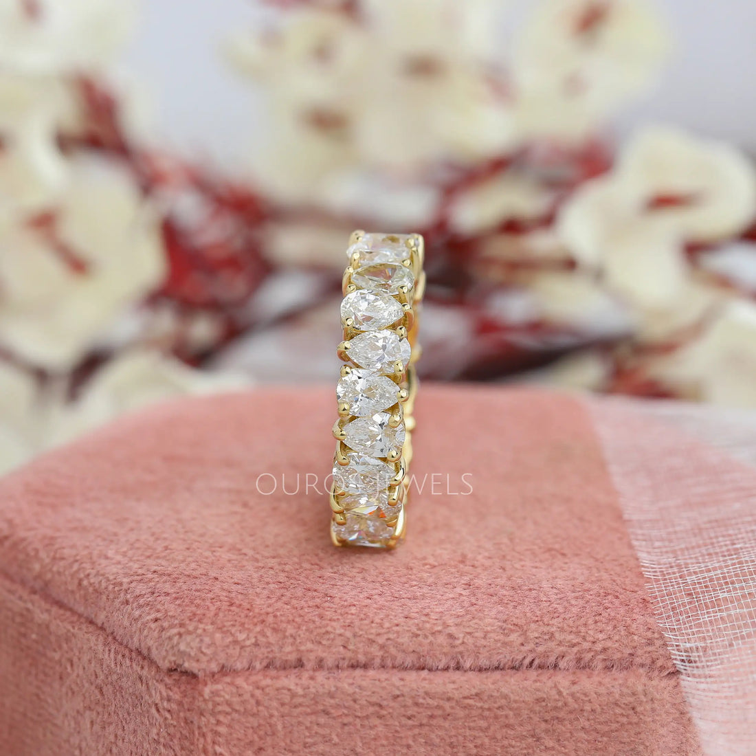 Pear Cut Lab Diamond Full Eternity Wedding Band Rings