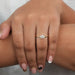 [A Women wearing Pear Cut Diamond Solitaire Ring]-[Ouros Jewels}