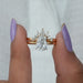 [A Women holding Pear Cut Wedding Ring Set]-[Ouros Jewels]