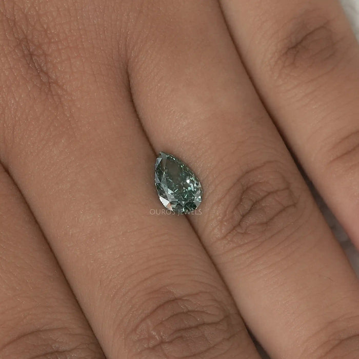 [Pear Shape Green Colored Diamond]-[Ouros Jewels]
