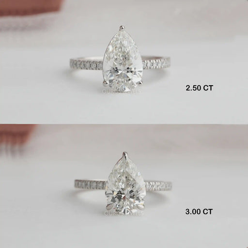 [2.50 CT Pear Shaped Diamond Accent Stone Engagement Ring]-[Ouros Jewels]