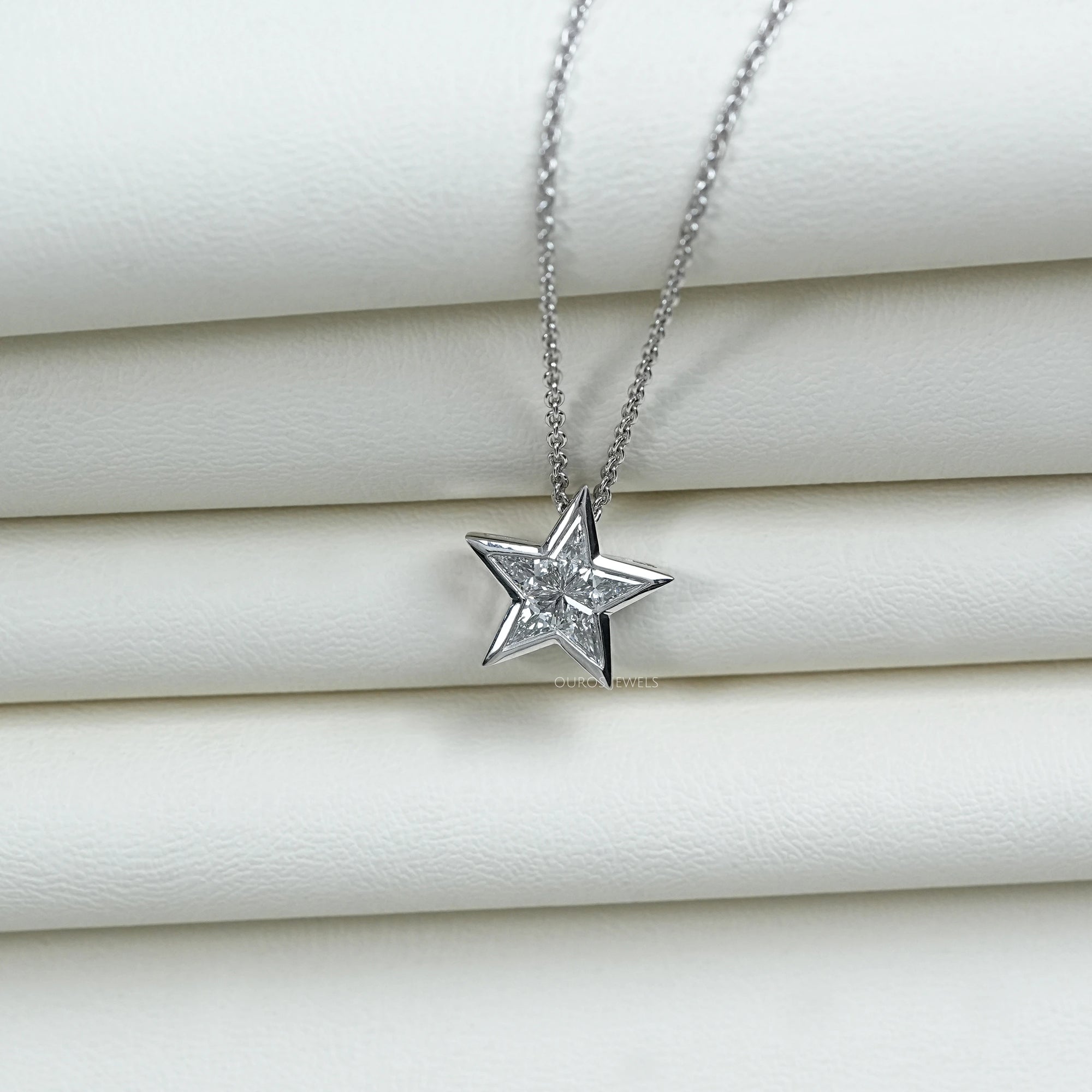 Pie Cut Diamond Star Shape Pendant Necklaces