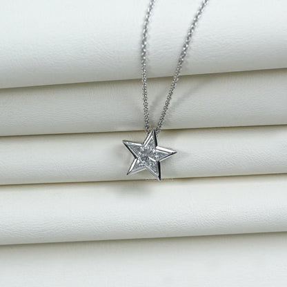 Pie Cut Diamond Star Shape Pendant Necklaces