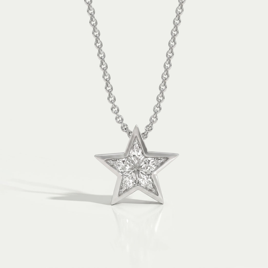 Pie Cut Diamond Star Shape Pendant Necklaces