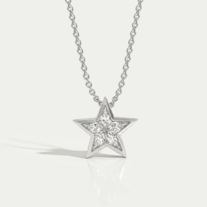 Pie Cut Diamond Star Shape Pendant Necklaces