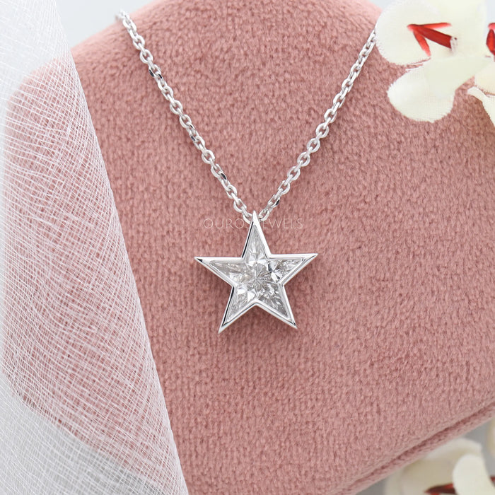 Pie Cut Diamond Star Shape Pendant