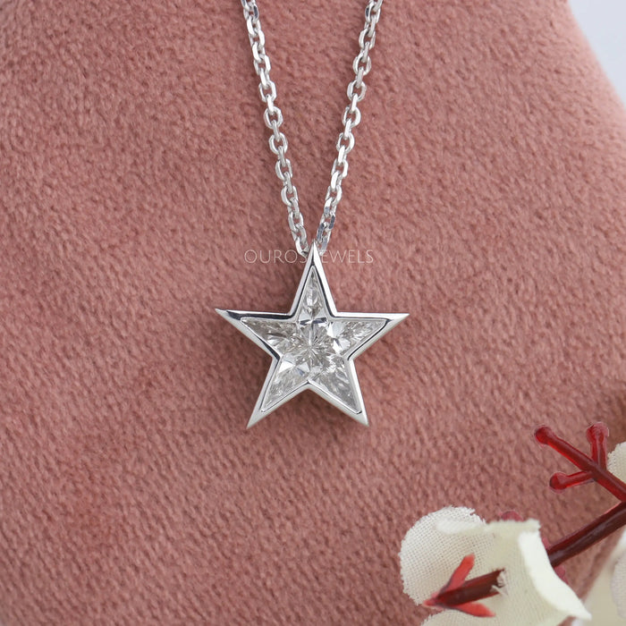Pie Cut Diamond Star Shape Pendant