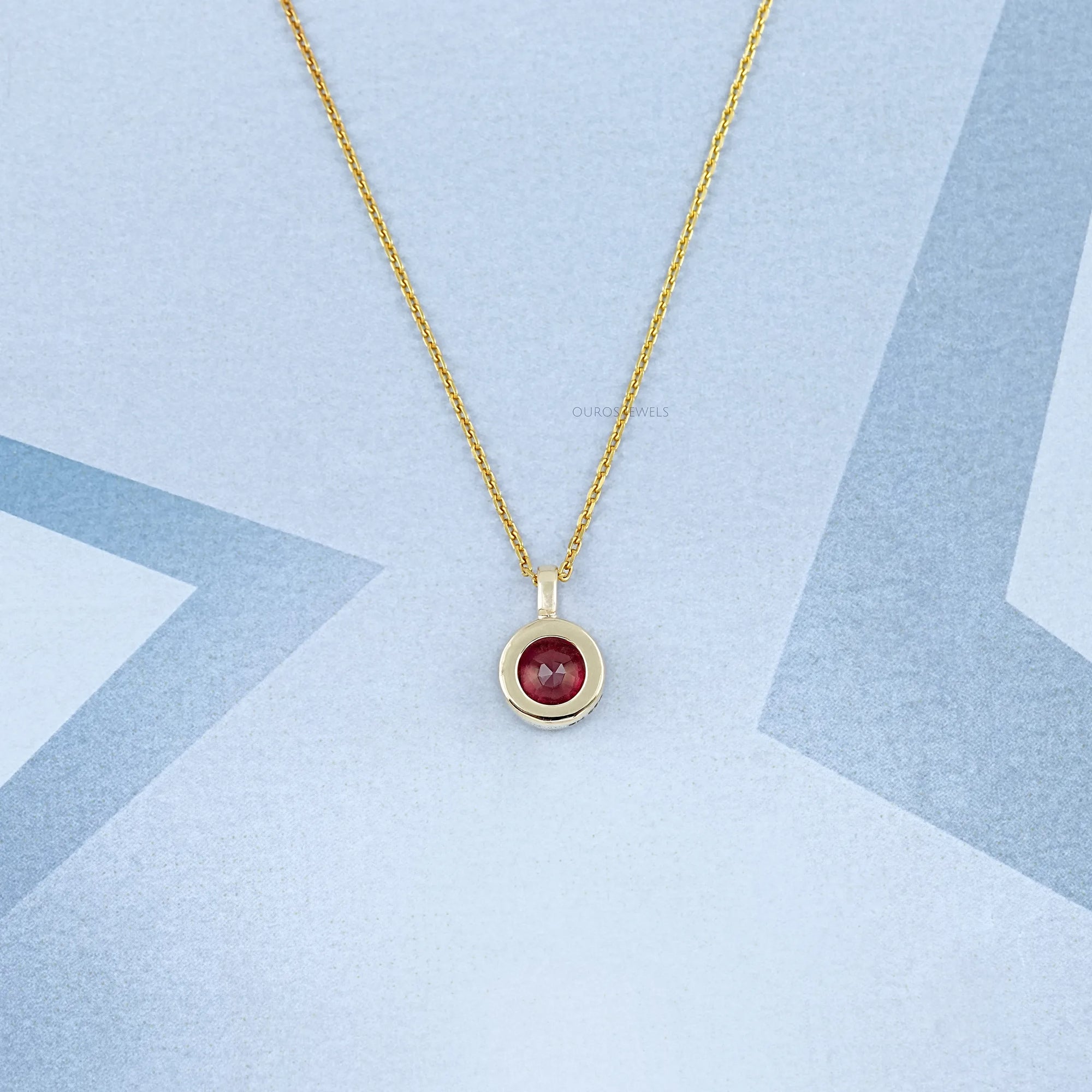 Pigeon Blood Ruby Round Gemstone Bezel Pendant
