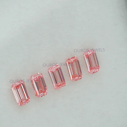 Pink Emerald Cut Lab Grown Diamond Loose
