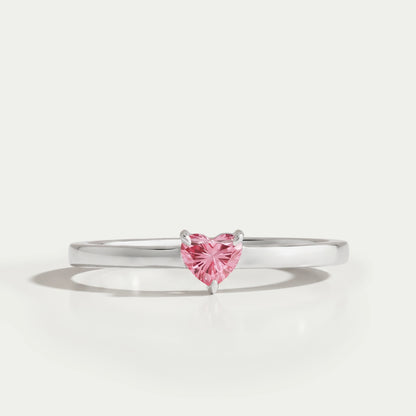 Pink Heart Shape Solitaire Ring