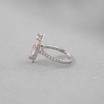 Pink Marquise Cut Halo With Accent Diamond Engagement Ring Rings