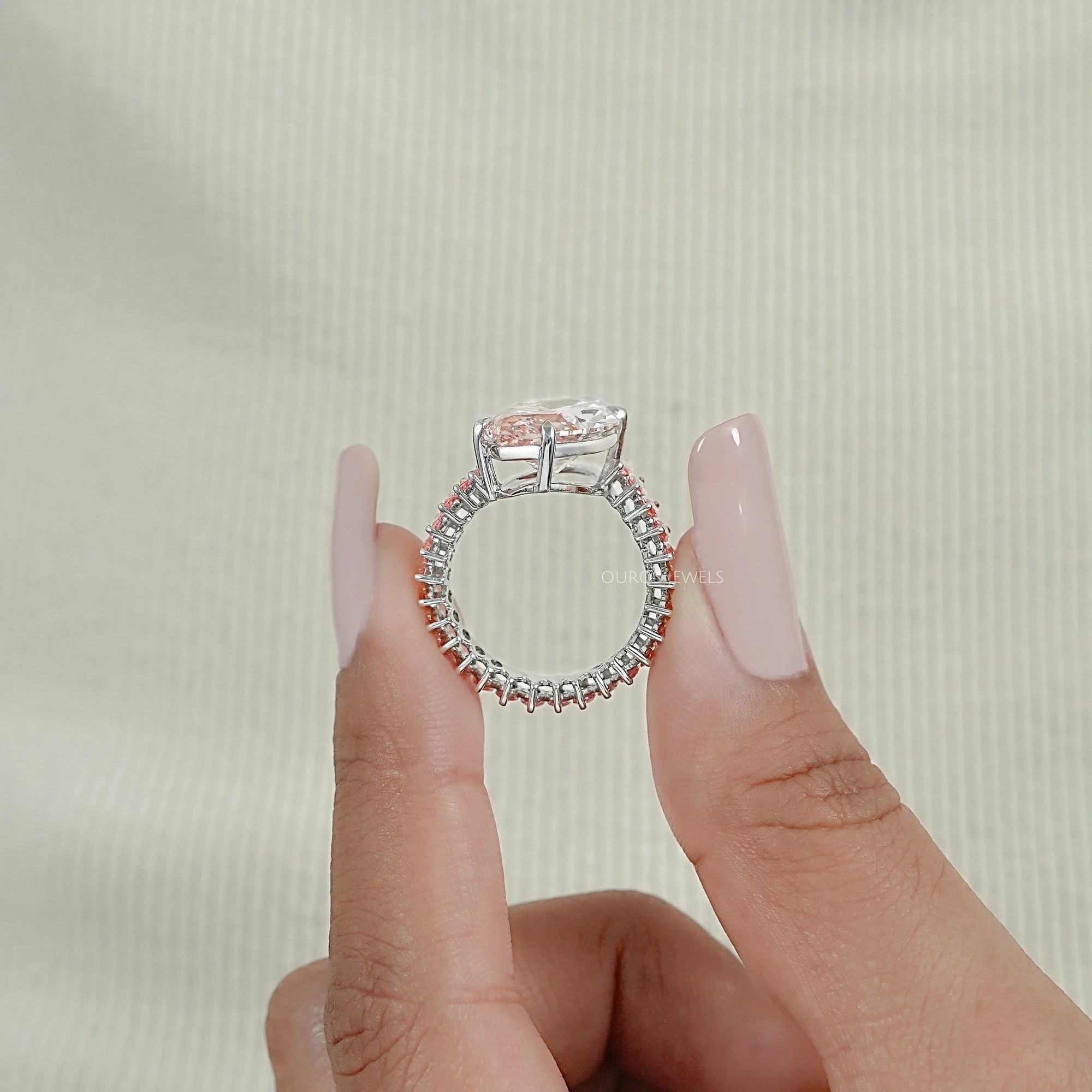Fancy Pink Marquise Lab Diamond Bypass Ring Ring